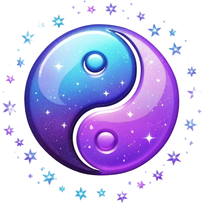 Purple yin and yang with sparkles emoji
