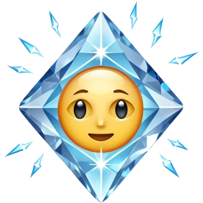 "Brilliant diamond crystal with electric energy crackling around it, spiritual power gem, no people, clean emoji style" emoji