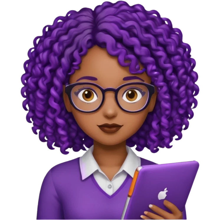this emoji 🤓 but it’s a black girl with purple black curly hair no shoulders  emoji