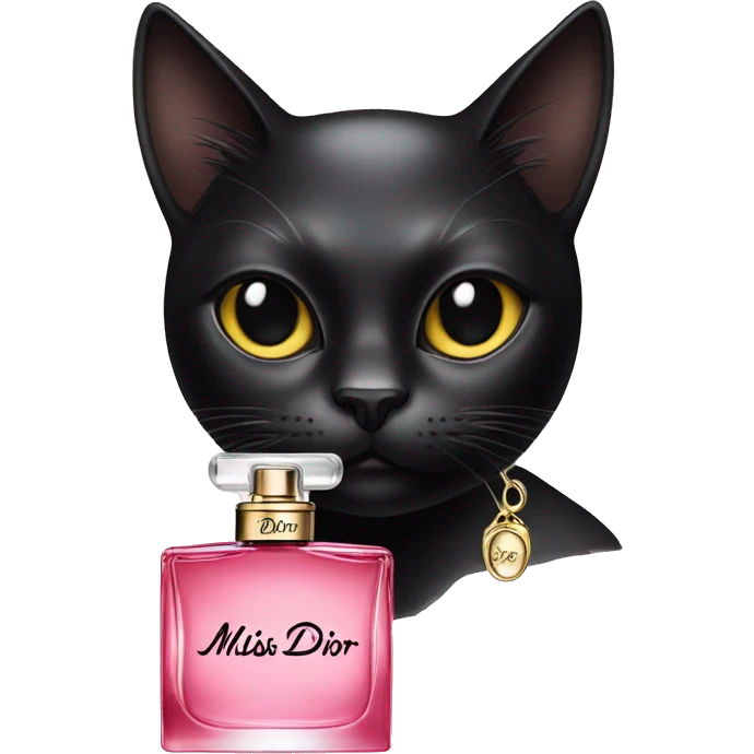 Black cat with miss Dior perfume emoji