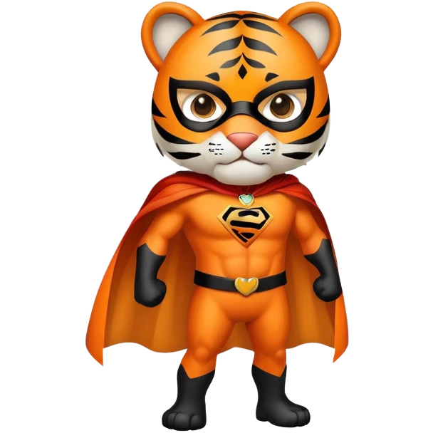 Superhero tiger with cape and mask emoji