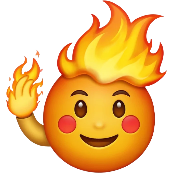 fire emoji with arm behind it behind it emoji