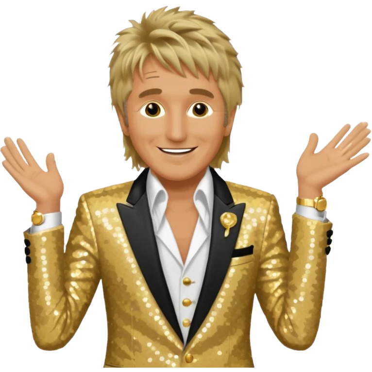 Rod Stewart with gold sequin suit jacket emoji