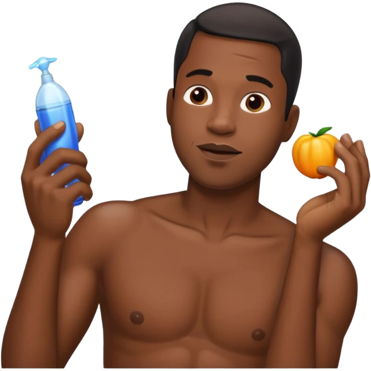 Black guy stroking his large penis while being excited ,masturbaiting, and ejaculating emoji