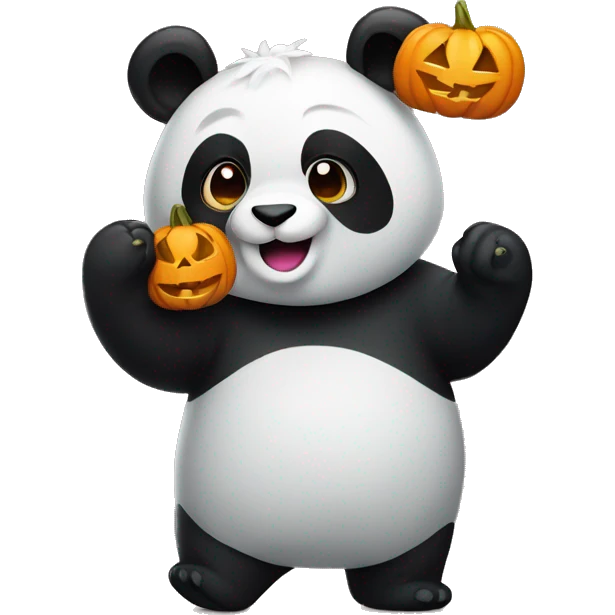 A panda partying with halloween emoji