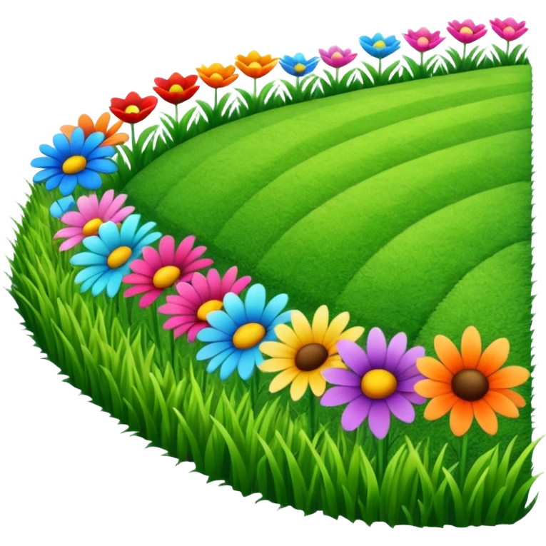 a row of flowers and grass extended far in a stright line emoji