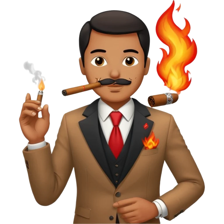 Draw a no smoking sign. Next to it, there is a man in a suit smoking a cigar. emoji