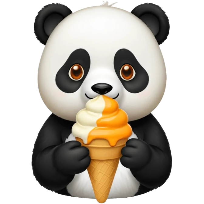 Panda eating mango icecream emoji