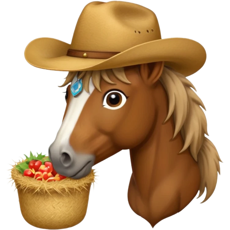 Horse with hay and cowboy hat  emoji