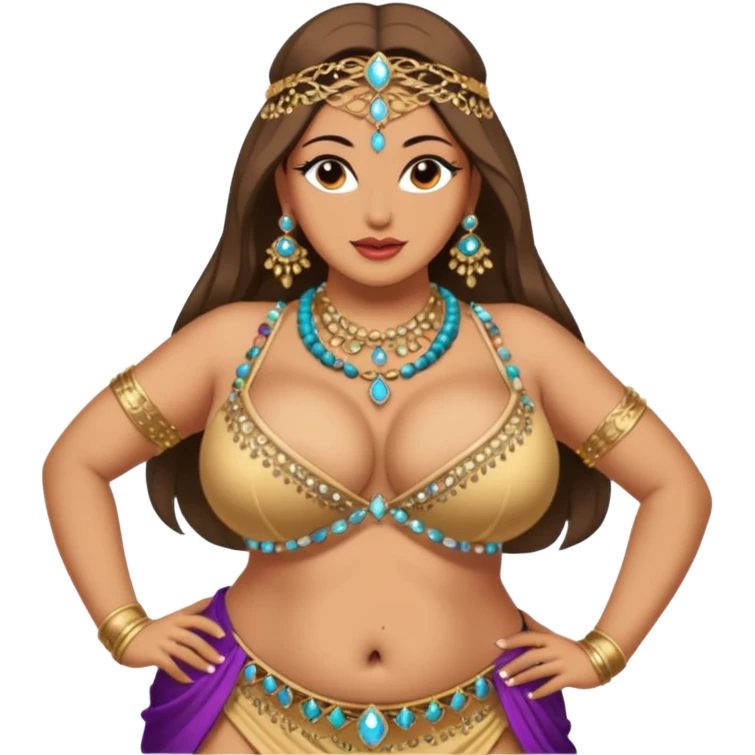 naked bellydancer with very fat massive breasts, giant cleavage emoji