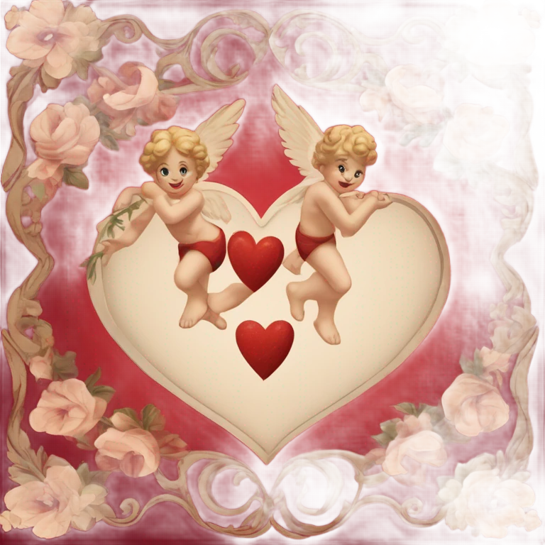 vintage valentine’s day card red emoji
