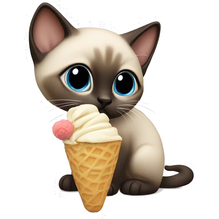 Siamese kitten eating icecream  emoji