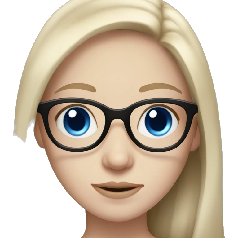Pale skin girl with long brown hair and blue eyes in glasses  emoji