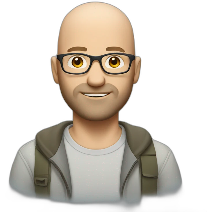 white bald man with glasses in casual clothes, with short beard emoji