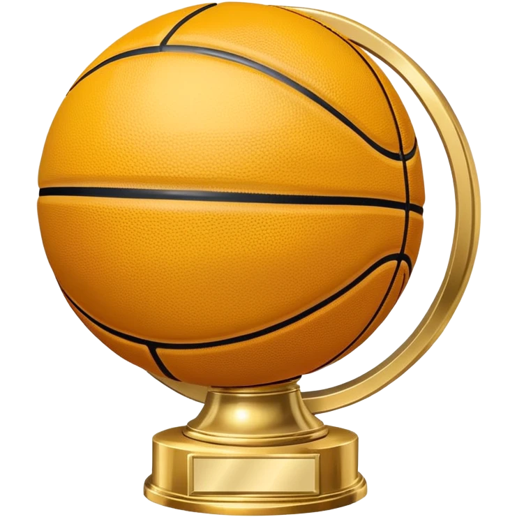 gleaming gold basketball trophy, polished gold basketball with classic seams emoji