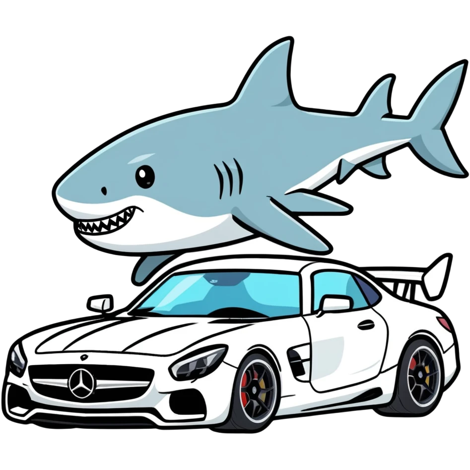 shark in amg car emoji