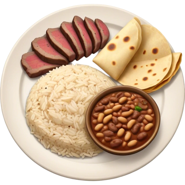 Steak and rice and beans and tortillas  emoji