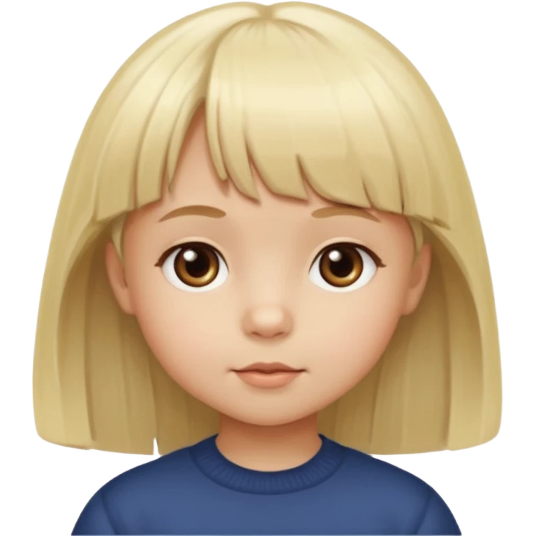 Niño pequeño con pelo muy rubio claro y mucho flequillo y ojos marrones emoji