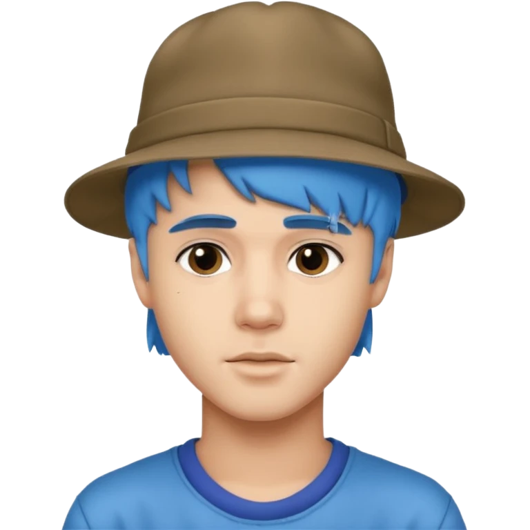 justin bieber, blue hair, hat emoji