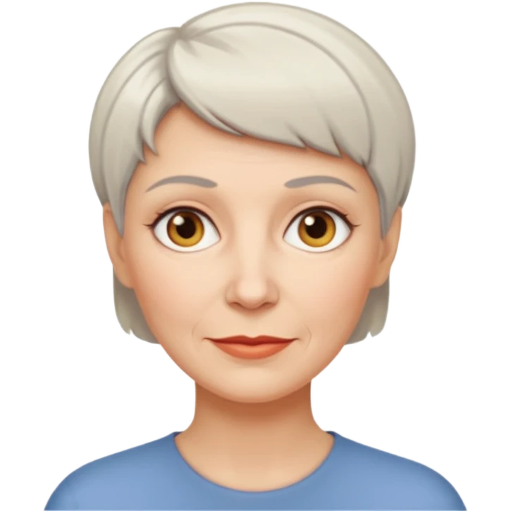 hazme la misma mujer blanca pero mas viejita y con el pelo corto emoji