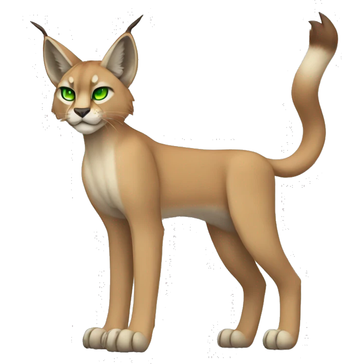 Lynx-Caracal-Fakemon-hybrid with orange points, green eyes brown toes, and short tail, full body emoji