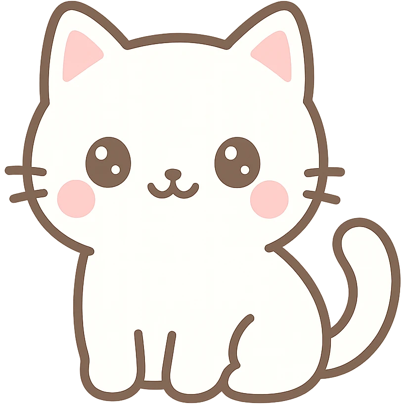 cute and distinct white cat emoji