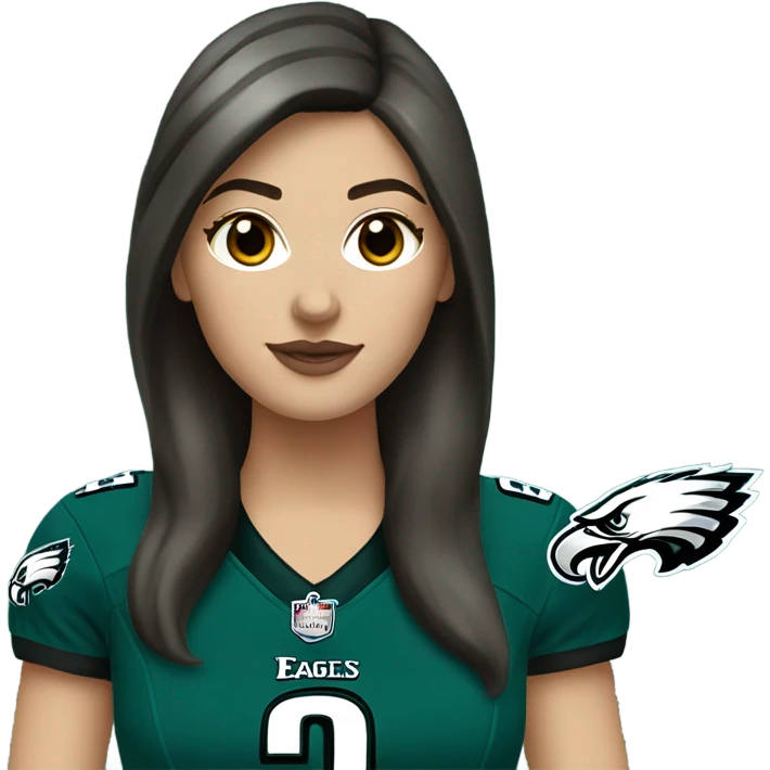  White female brunette wearing Philadelphia Eagles jersey emoji