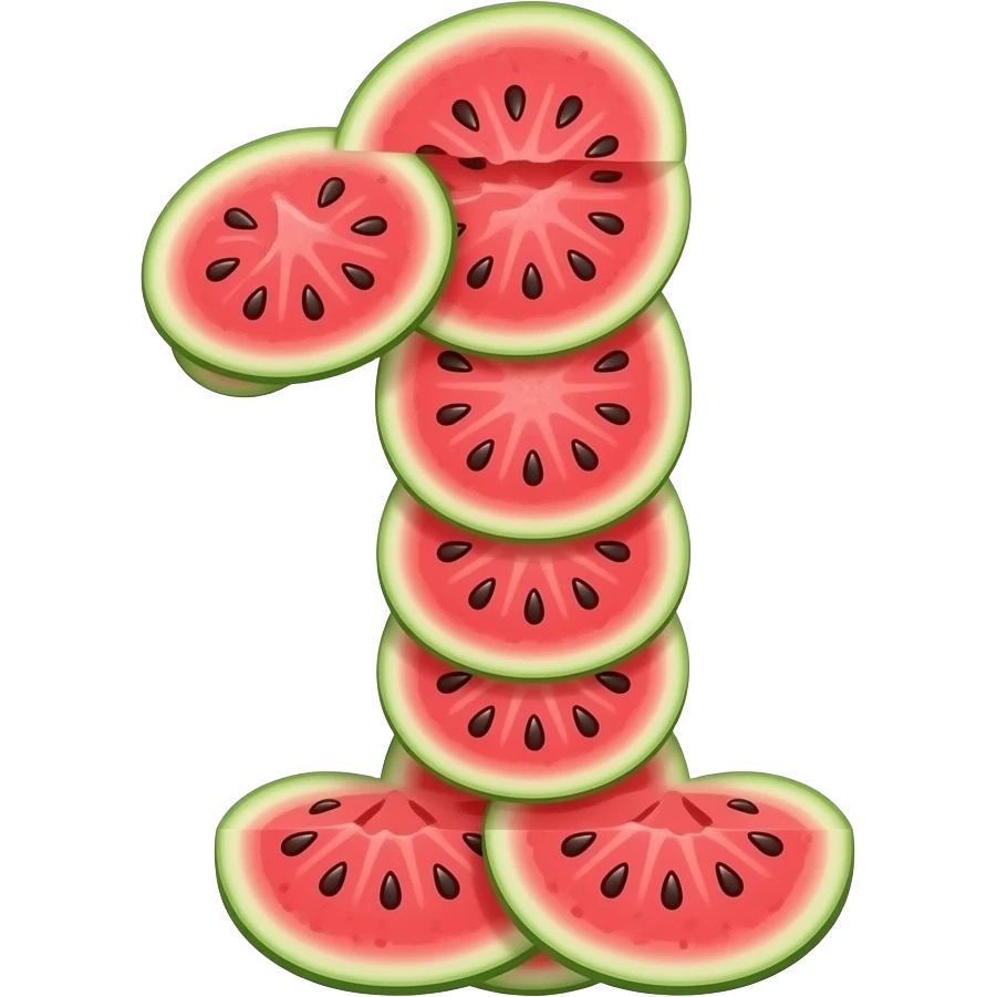 "number 1 watermelon style, colorful, simple background" emoji