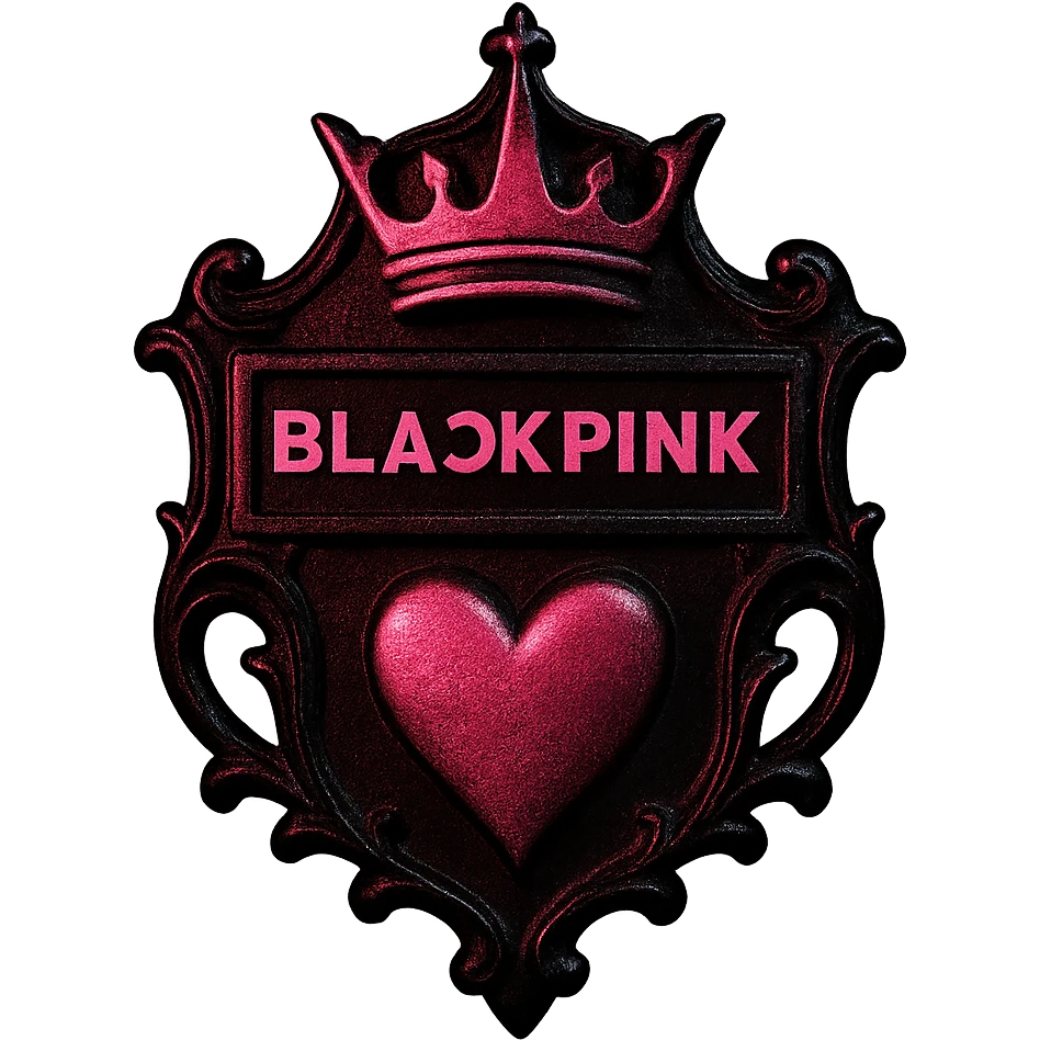 a gothic object inspired by BLACKPINK, black and pink color scheme, bold and stylish, dramatic lighting, high contrast emoji