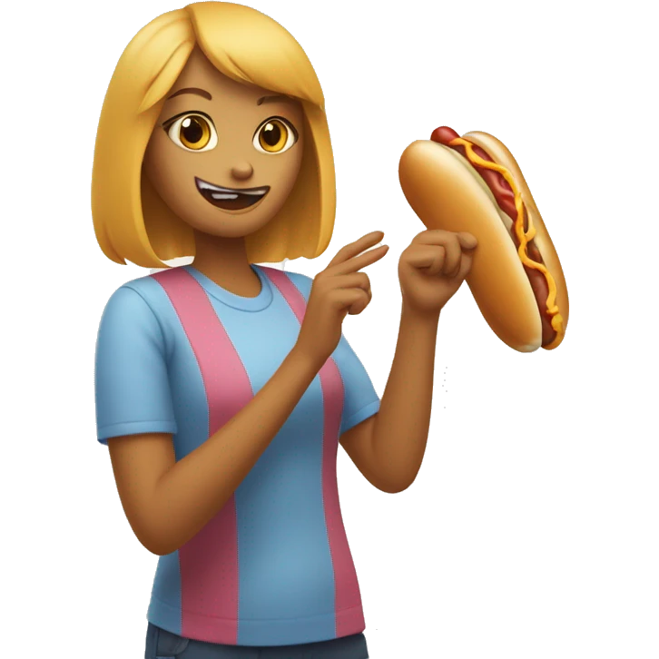 Cat slapping a girl with a hot dog emoji