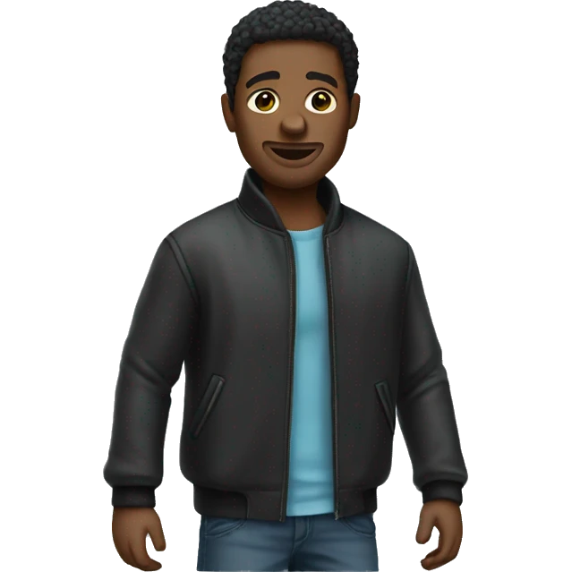 black man emoji wearing a cool jacket emoji