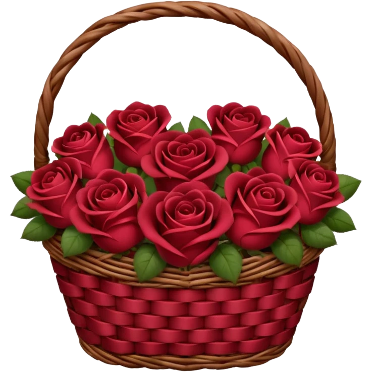 Valentine’s Day basket with burgundy red roses emoji