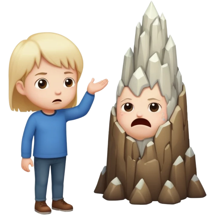 a tiny person standing next to a towering crush, both with flustered expressions emoji