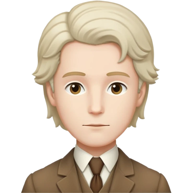 Rousseau, faithful to historical portraits, gentle face, powdered wig, brown period jacket, white necktie, calm demeanor emoji