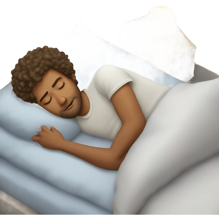 man with curly hair sleeping on a pillow emoji