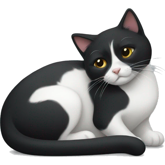 Black and white cat curled up emoji