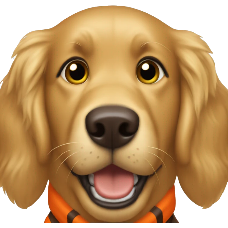 Golden retriever wearing Cleveland browns uniform emoji