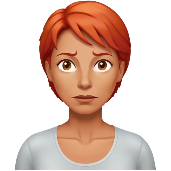 50 year old woman sweating heat long red hair emoji
