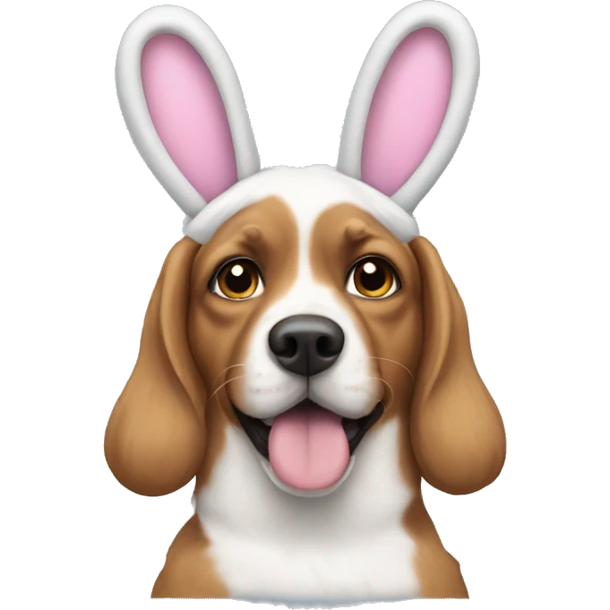 dog wearing bunny ears emoji