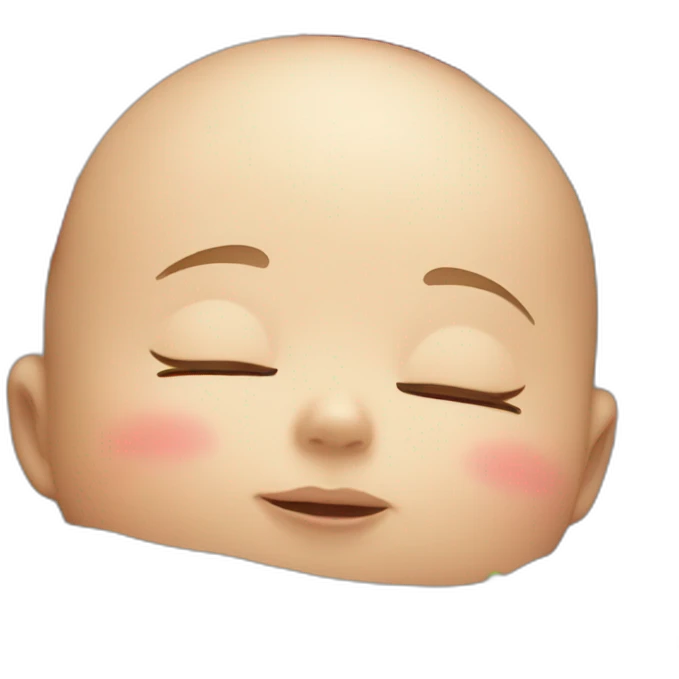 Baby face sleeping with eyes closed with a strawberry on top of the head emoji