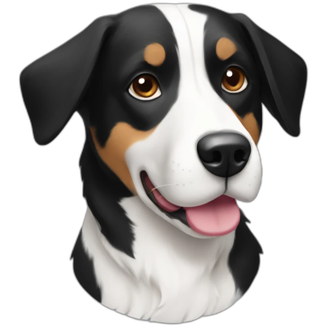 Short hair border collie beagle mix, black and white emoji