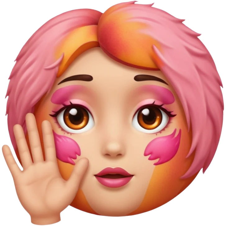 Peach with hand print on face emoji