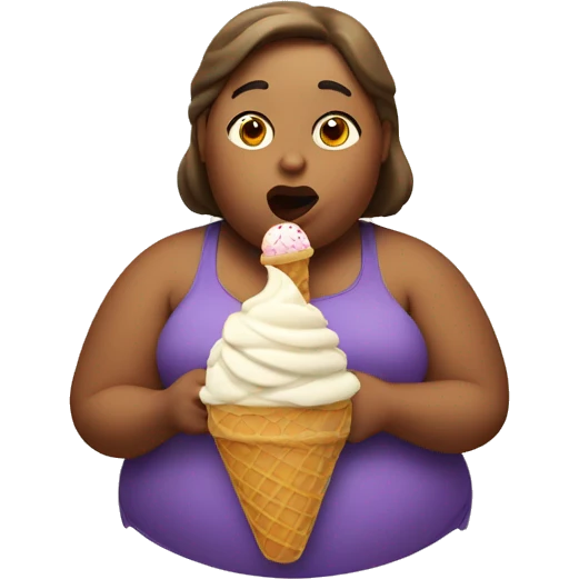 Fat lady eating an icecream emoji