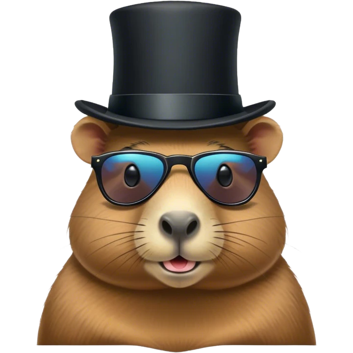 Capybara with top hat and sunglasses emoji