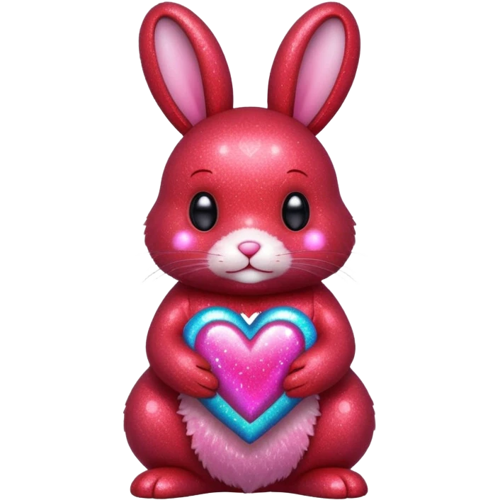 red glitter bunny with heart emoji