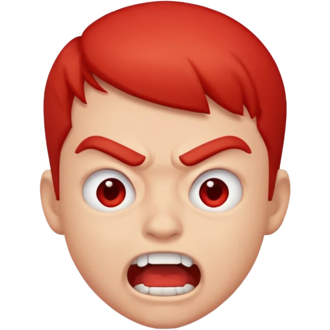 profile picture of a furious boy, emoji style, clenched teeth, red cheeks, simple background emoji