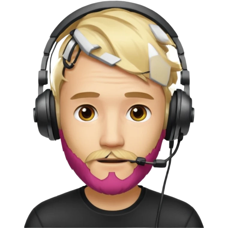 "Illustrate PewDiePie with blond hair, trimmed beard & gamer headset." emoji