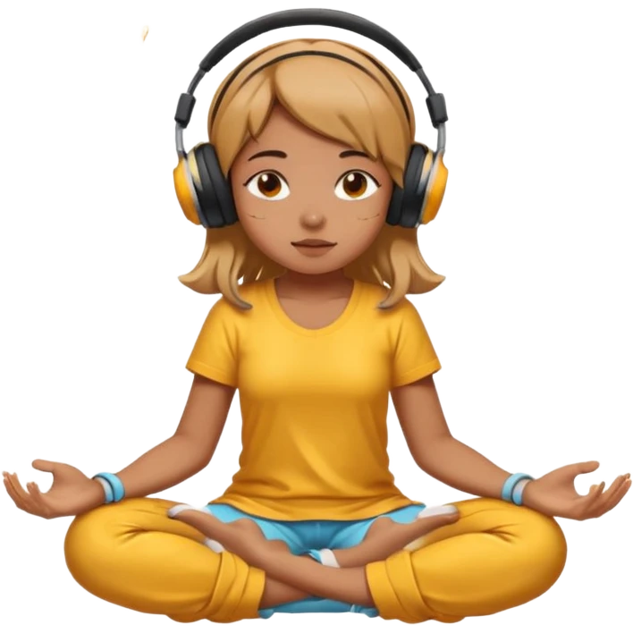 This girl(🧘🏻‍♀️) is sitting cross-legged in a meditation pose, wearing headphones(🎧) and listening to music. The song is so good that honey is dripping from her ears, and her expression is completely dazed because she’s enjoying the music so much. emoji
