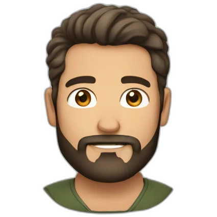 hombre, moreno, barba de candado, cabello corto emoji