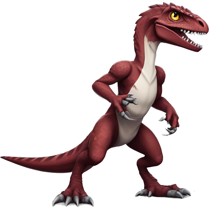 Maroon edgy badass modern handsome punk velociraptor-dragon-Digimon, full body emoji
